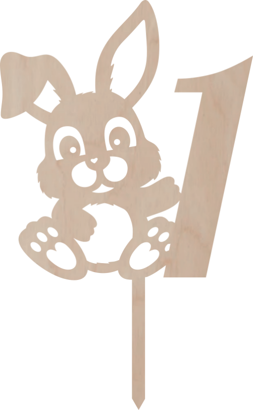 Topper na tort Cyfra z króliczkiem
