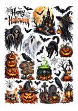 Jadalny wydruk Halloween – Ponury Żniwiarz, czarownica i dynie A4