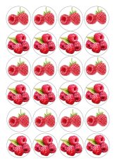 Jedlý tisk na cupcake – Šťavnaté maliny, sada 24 ks