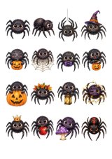 Wydruk jadalny na tort Halloweenowe pajączki 16 szt. A4