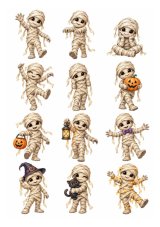 Wydruk jadalny na tort Urocze mumie Halloween 12 szt. A4