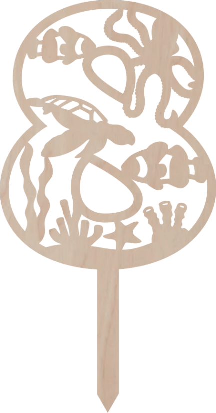 Tortový zápich Číslovka Morský svet - Cislovka: 6