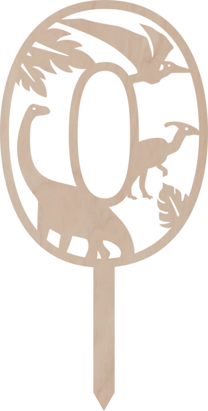 Topper na tort Cyfra z motywem dinozaura - Liczebnik: 7