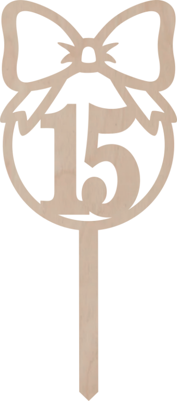 Drewniany topper – Cyfra w kole z kokardą - Liczebnik: 3