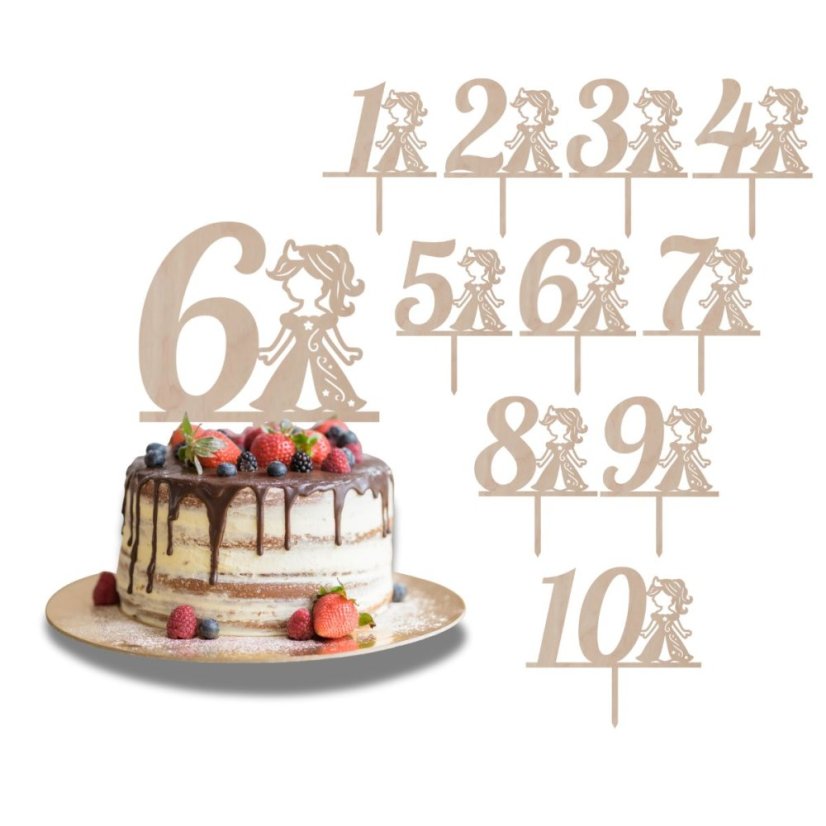 Dortový zápich Číslovka s princeznou