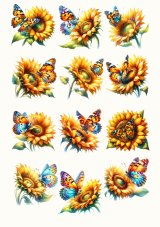 Jedlý tisk - Slunečnice s motýly